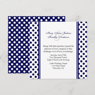 Faire-part de mariage de points Polka bleu et blan