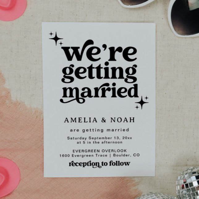 Faire-part de mariage de police rétro super (Créateur téléchargé)