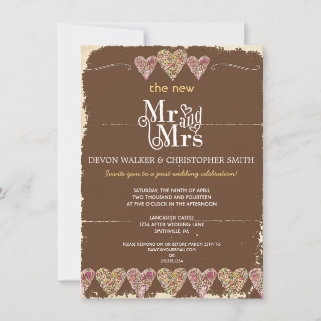 Faire-part de mariage de post-tableau de bord des  (Devant)