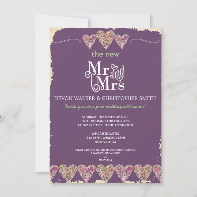 Faire-part de mariage de post-tableau de bord des  (Devant)