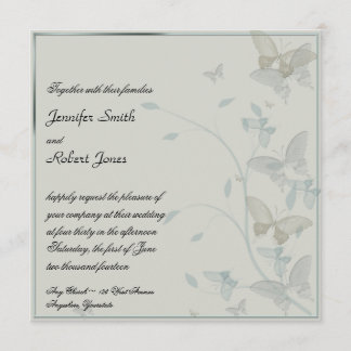 Faire-part de mariage de prairie à papillons gris