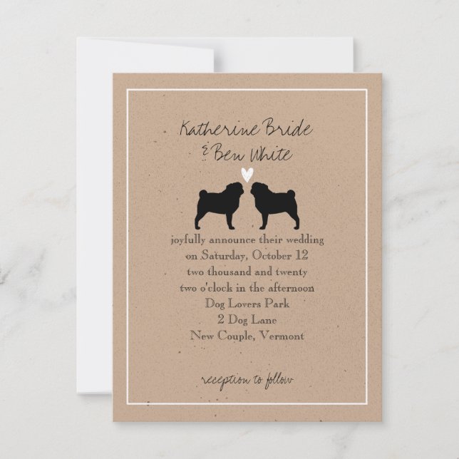 Faire-part de mariage de Pug (Devant)