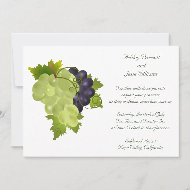 Faire-part de mariage de raisins Napa (Devant)
