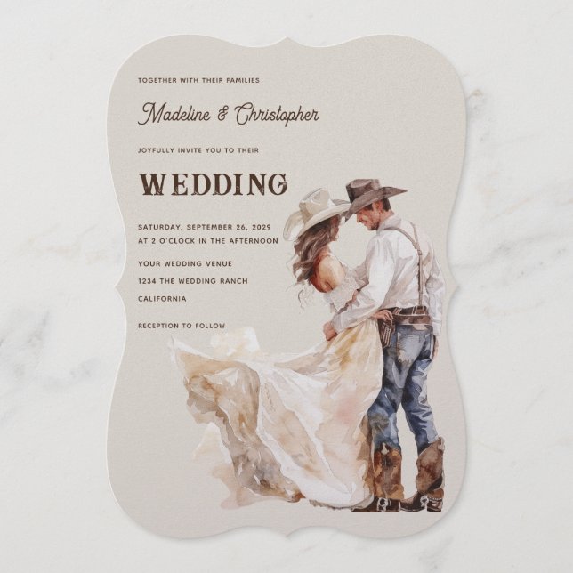 Faire-part de mariage de ranch occidental (Devant)
