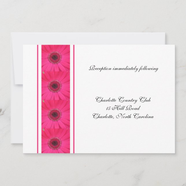 Faire-part de mariage de réception rose Gerbera Da (Devant)