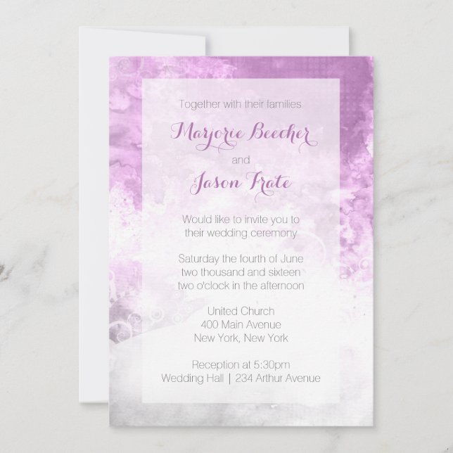 Faire-part de mariage de remous d'aquarelle - (Devant)