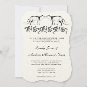 Faire-part de mariage de renards vintages