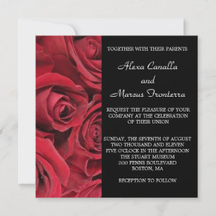Faire-part de mariage de rose rouge