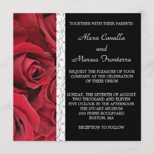 Faire-part de mariage de rose rouge avec des
