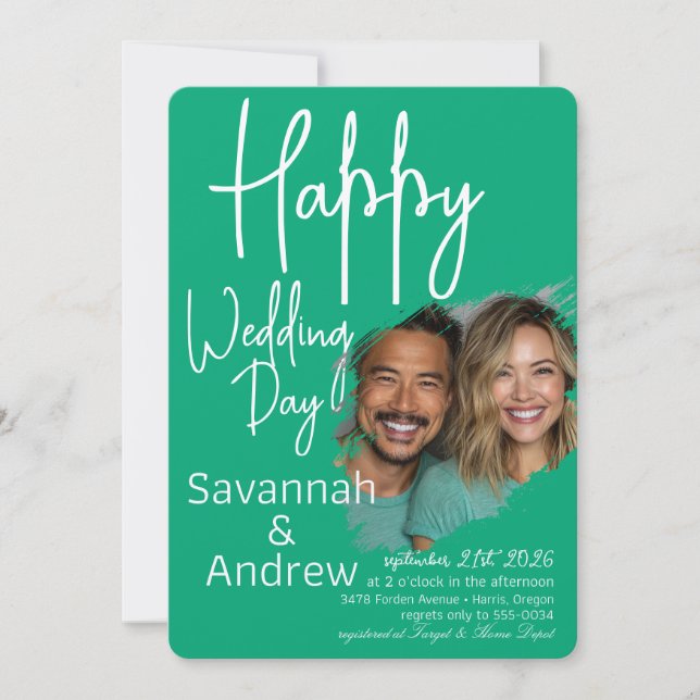 Faire-part de mariage de script classique élégant (Devant)