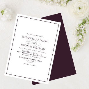 Faire-part de mariage de script classique violet f
