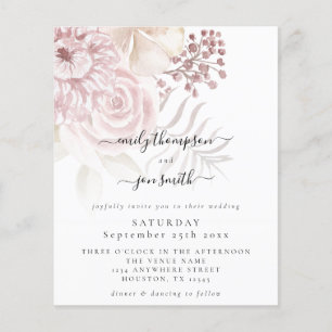 Faire-part de mariage de script de fleurs élégante