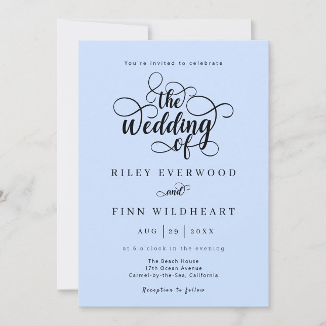 Faire-part de mariage de script de typographie cla (Devant)