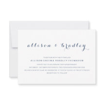 Faire-part de mariage de script Dusty Navy personn