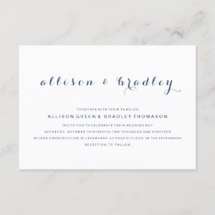 Faire-part de mariage de script Dusty Navy personn