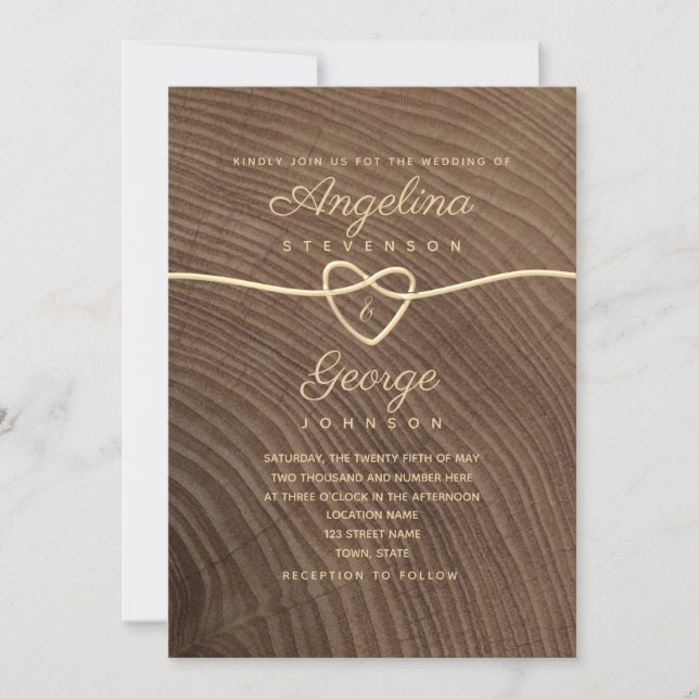 Faire-part de mariage de script en bois (Devant)