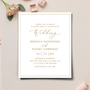 Faire-part de mariage de script Gold tout-en-un bu