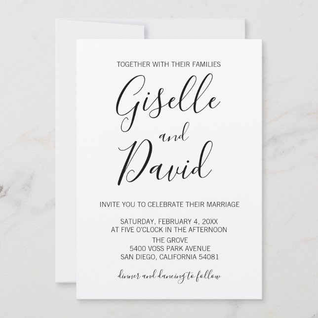 Faire-part de mariage de script Kraft moderne (Devant)