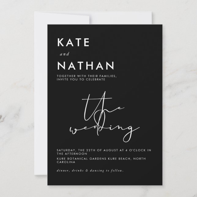 Faire-part de mariage de script minimaliste (Devant)