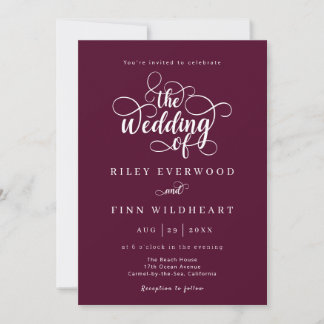 Faire-part de mariage de script minimaliste classi