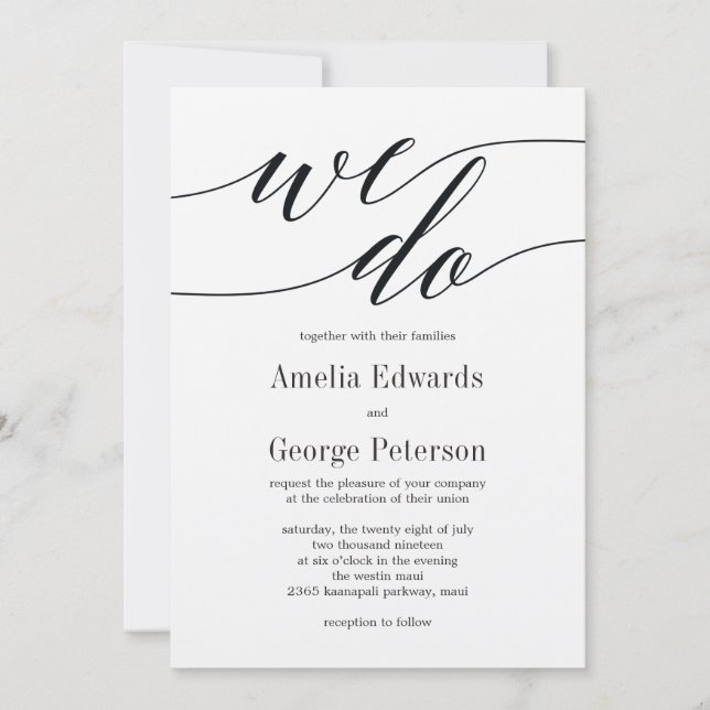 Faire-part de mariage de script moderne Kraft (Devant)