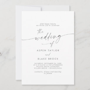 Faire-part de mariage de script moderne Silver