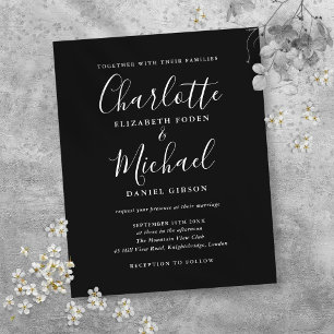 Faire-part de mariage de script noir