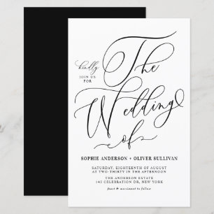 Faire-part de mariage de script noir Whimsical