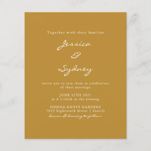 Faire-part de mariage de script ocre moderne Budge
