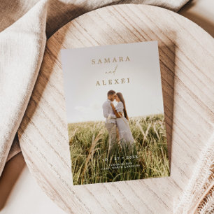 Faire-part de mariage de script photo rustique élé