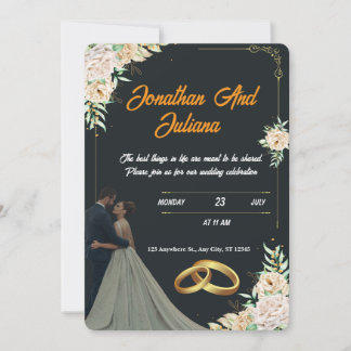 Faire-part de mariage de script romantique