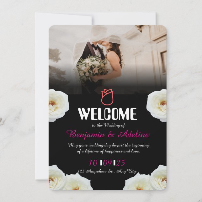 Faire-part de mariage de script romantique (Devant)