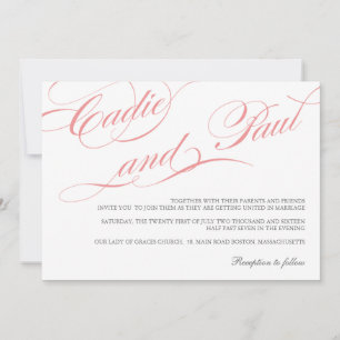 Faire-part de mariage de script rose