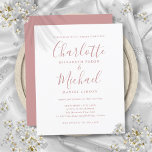 Faire-part de mariage de script Rose Dusty Budget<br><div class="desc">Doté de noms de style signature,  cet élégant faire-part de mariage rose à budget poussiéreux peut être personnalisé avec vos informations en lettrage chic. Conçu par Thisisnotme©</div>