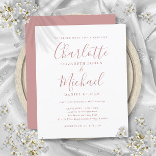 Faire-part de mariage de script Rose Dusty Budget