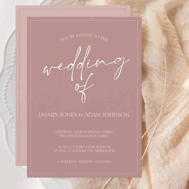 Faire-part de mariage de script rose poussiéreux m (Créateur téléchargé)