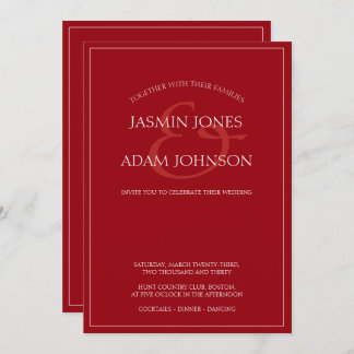 Faire-part de mariage de script rouge Crimson mini