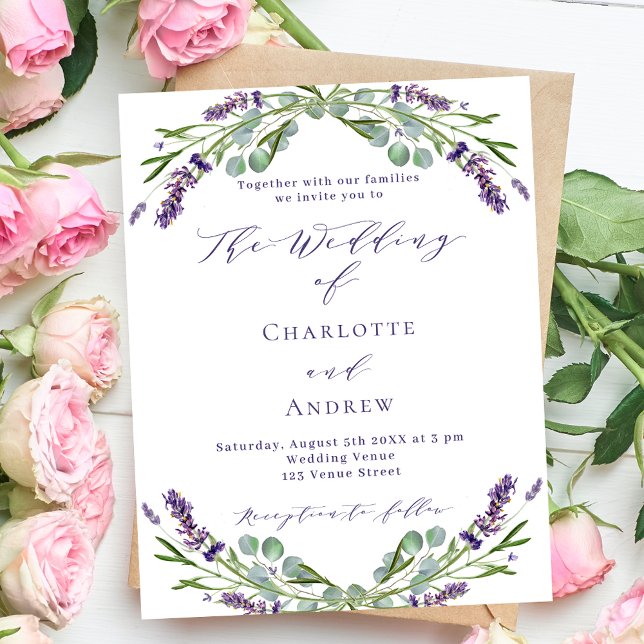 Faire-part de mariage de script violet de fleurs d (Créateur téléchargé)