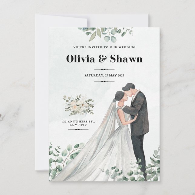 Faire-part de mariage de sérénité céleste (Devant)