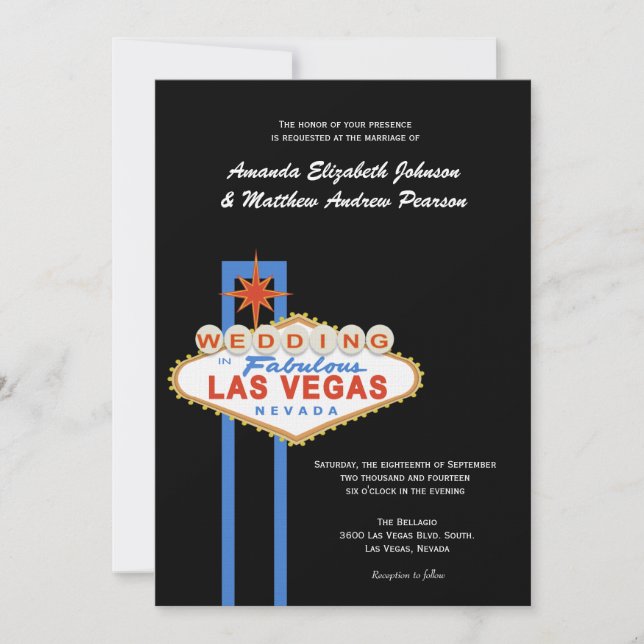 Faire-part de mariage de signe de Las Vegas (Devant)