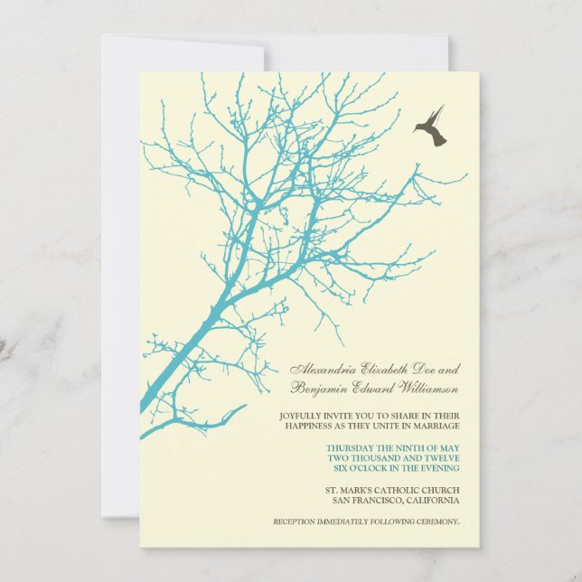 Faire-part de mariage de silhouette des arbres (aq (Devant)