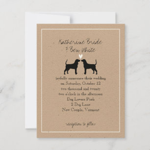 Faire-part de mariage de silhouettes de chien de c