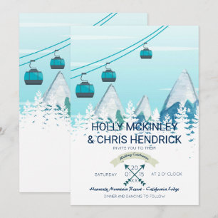 Faire-part de mariage de ski d'hiver de montagne