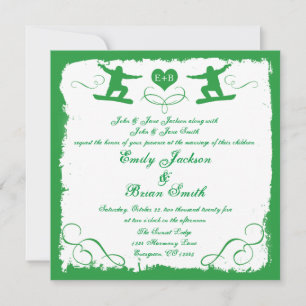 Faire-part de mariage de snowboard blanc grunge