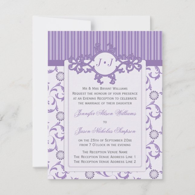 Faire-part de mariage de soirée dans le motif de (Devant)