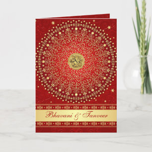Faire-part de mariage de style de carte rouge et o