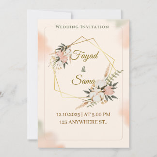 Faire-part de mariage de style feuille d'or | Écri