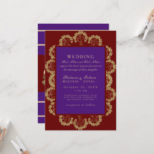 Faire-part de mariage de style indien violet profo