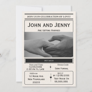 Faire-Part de Mariage de Style Journal | Personnal
