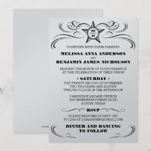 Faire-part de mariage de style méridional métalliq